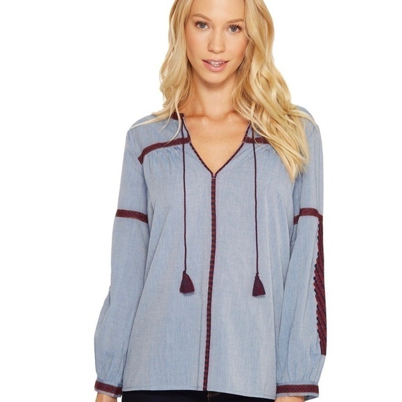 Joie Marlen Embroidered Chambray Blouse Size XS - Picture 1 of 9